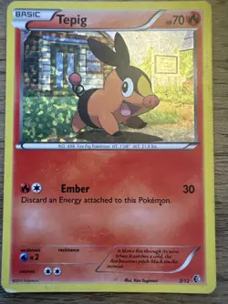 Pokemon Tepig 3/12 Mcdonalds 2011 Holo Card NM - Image 1
