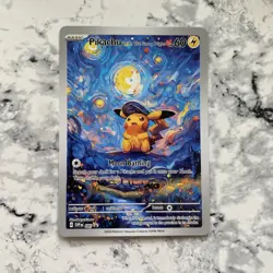 Pokemon Pikachu Starry Night Van Gogh Beautiful Moon ACG Star Trading Card - Image 1