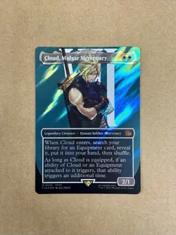 Cloud, Midgar Mercenary 0520 Borderless Surge Foil Final Fantasy MTG - Image 1