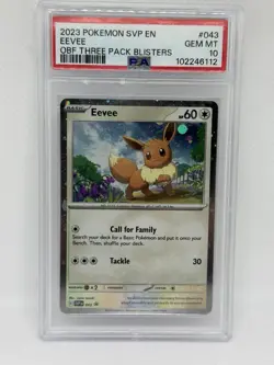Pokemon PSA 10 Eevee Cosmos Holo Black Star Promo OBF Three Pack Blisters 2023 - Image 1