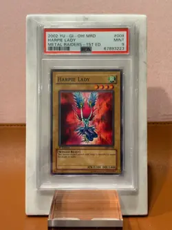 2002 Yugioh Harpie Lady MRD-008 Metal Raiders 1st Edition PSA 9 Mint - Image 1