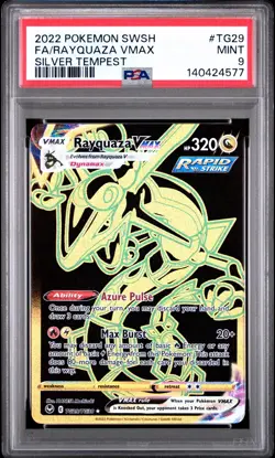 2022 POKEMON SWORD & SHIELD SILVER TEMPEST #TG29 FULL ART/RAYQUAZA VMAX PSA 9 - Image 1