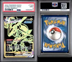 2022 POKEMON SWORD & SHIELD SILVER TEMPEST #TG29 FULL ART/RAYQUAZA VMAX PSA 9 - Image 3