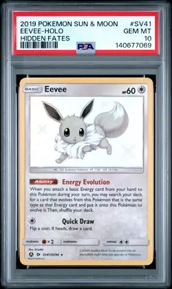 Pokemon Hidden Fates Eevee Baby Shiny Holo PSA 10 - Image 1