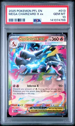 2025 POKEMON PFL EN-PHANTASMAL FLAMES #013 MEGA CHARIZARD X EX PSA 10 - Image 1