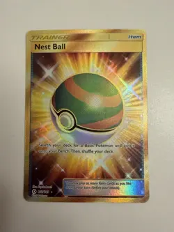 Pokemon TCG Nest Ball 158/149 SM Base Set Holo Gold Card Secret Edition NM - Image 1