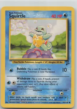 Squirtle - 093/130 BS2 Base Set 2 NM - Pokemon TCG - Image 1