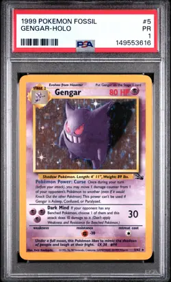 PSA 1 PR 1999 Pokemon Fossil Gengar 5/62 Holo Foil Rare WOTC Vintage - Image 1