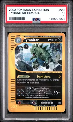 PSA 1 2002 Pokemon Expedition Tyranitar REVERSE Holo Foil 29/165 Vintage - Image 1