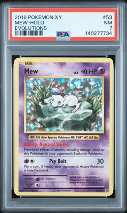 2016 POKEMON XY EVOLUTIONS #53 MEW-HOLO PSA 7 - Image 1
