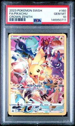 2023 Pokemon SWSH Crown Zenith #160 FA/ Pikachu PSA 10 GEM MINT - Image 1