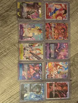 One Piece Card Game Holo Monkey D. Luffy, Gold Roger, Kuzan Card Lot (10) - Image 1