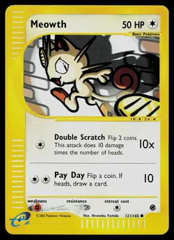 Pokemon Card - Meowth Expedition Base Set 121/165 Reverse Holo Common - Image 1