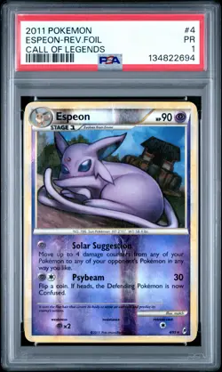2011 POKEMON CALL OF LEGENDS #4 ESPEON-REVERSE FOIL PSA 1 - Image 1