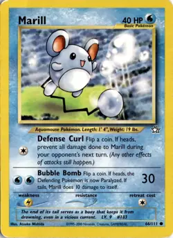 Marill 066/111 Neo Genesis Pokemon Card TCG - Image 1
