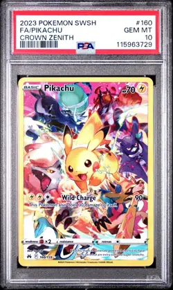 Pikachu 160/159 | Full Art | Holo | Secret Rare | Pokemon Crown Zenith | PSA 10 - Image 1