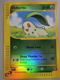 Pokemon Base Set Expedition 100/165 Reverse Holo CHIKORITA **never played** - Image 1