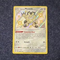 Pokemon Galarian Meowth Shining Fates: Shiny Vault SV086/SV122 Shiny Holo Rare - Image 1