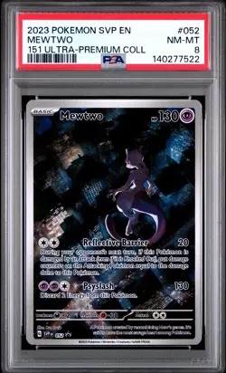 2023 POKEMON SVP EN-SV 151 UPC BLACK STAR PROMO #052 MEWTWO PSA 8 - Image 1