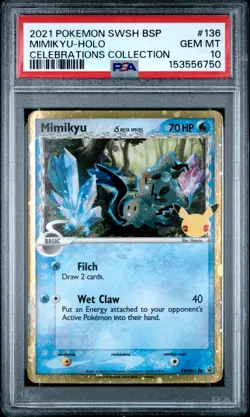 PSA 10 Mimikyu Holo SWSH136 Delta Species Celebrations Promo Pokemon - Image 1