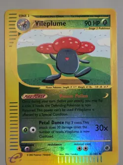 Pokemon Base Set Expedition # 31/165 Reverse Holo VILEPLUME**never played** - Image 1