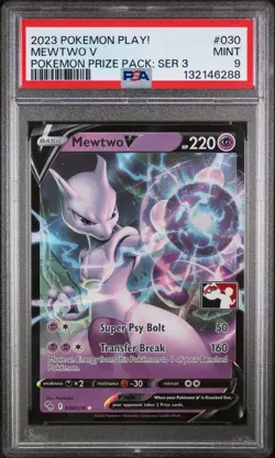 2023 Pokemon Play! Mewtwo V Prize Pack Series 3 PSA 9 - Image 1