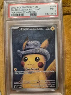 2023 Pokemon Van Gogh Pikachu Grey Felt Hat SVP en #085 Promo PSA 9 Mint - Image 3