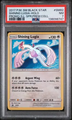 2017 POKEMON SM BLACK STAR PROMO #SM82 SHINING LUGIA-HOLO PSA 7 - Image 1