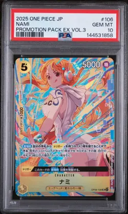 2025 ONE PIECE JAPANESE PROMOTION PACK EX VOL.3 #106 NAMI PSA 10 - Image 1