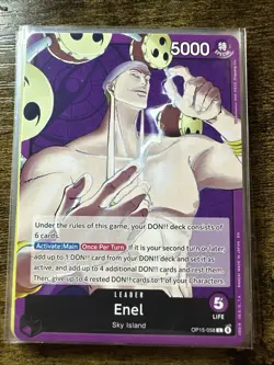 Enel OP15-058 Leader, Adventure On Kami’s Island, One Piece Card Game, Bandai - Image 1