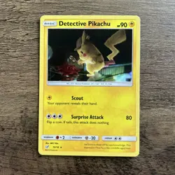 Pikachu 10/18 Rare Detective Pikachu Movie Pokemon Card - Image 1