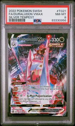 2022 POKEMON SWORD & SHIELD SILVER TEMPEST #TG21 FA/DURALUDON VMAX PSA 8 - Image 1