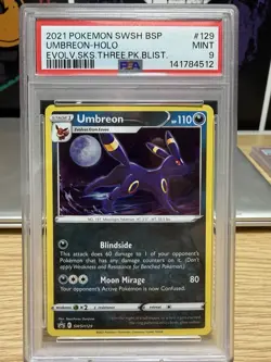 2021 POKEMON SWSH BLACK STAR PROMO #129 UMBREON-HOLO PSA 9 - Image 1