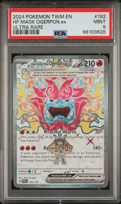 2024 POKEMON TWILIGHT MASQUERADE TWM EN #192 HEARTHFLAME MASK OGERPON ex PSA 9 - Image 1
