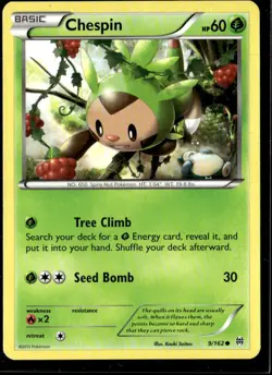Pokemon Chespin 9/162 BREAKthrough Non Holo Common 2 Card Lot LP - Image 1
