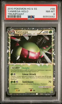 2010 POKEMON HEARTGOLD & SOULSILVER TRIUMPHANT #98 YANMEGA-HOLO TRIUMPHANT - Image 1