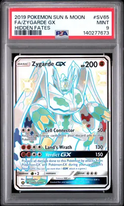 2019 POKEMON SUN & MOON HIDDEN FATES #SV65 FA/ZYGARDE GX PSA 9 - Image 1