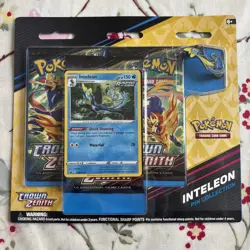 Pokemon Sword & Shield Crown Zenith 3 Pack Blister Pin Collection (Inteleon) - Image 1