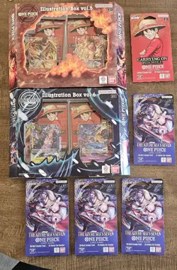 One Piece Illustration Box Vol 5 & 6 -ENG Sealed NEW + 5 Sleeved Packs SEE PICS - Image 1