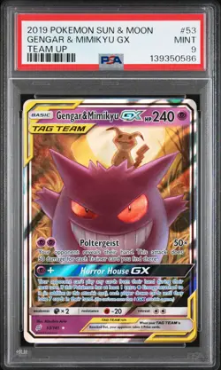Gengar & Mimikyu GX 53/181 Pokemon Sun & Moon Tag Team Up #53 MINT PSA 9 - Image 1