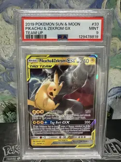 2019 Pokemon Sun Moon Team Up Pikachu Zekrom GX #33/181 PSA 9 - Image 1