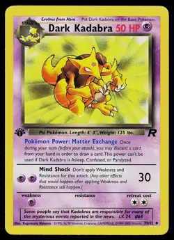 Pokemon Card - Dark Kadabra Team Rocket 39/82 Uncommon 1st Edition - Image 1