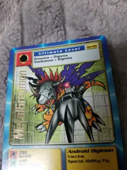 Digimon CCG MetalGreymon BO-80 Gold Lettering Vtg 1999 TCG Card - Image 2