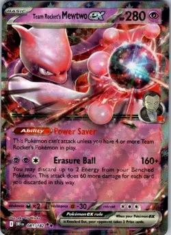 Team Rocket's Mewtwo ex 081/182 Double Rare Destined Rivals Pokemon Near Mint - Image 1