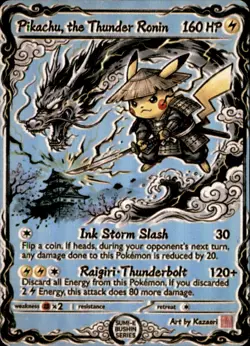 Pokemon Fan Art Samurai Sumi-e Bushin Series Pikachu Thunder Ronin - Image 1