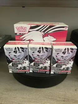 Pokemon Scarlet & Violet White Flare Factory Sealed Etb & 3 booster bundle lot - Image 1