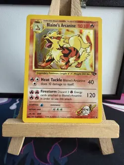 Pokemon TCG Blaine's Arcanine Holo Rare Card Gym Challenge 1/132 1999 Vintage LP - Image 1
