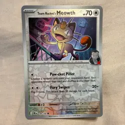 Pokemon TCG 2025 Team Rocket's Meowth Basic Holo Card 149/182 - Image 1