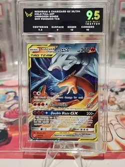 Pokemon 2019 TCG Reshiram & Charizard Tag TeamGX Unbroken Bonds 20/214 ARK 9.5 - Image 2