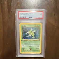 Pokemon Scyther 10/64 Jungle 1st Edition Holo Rare PSA 7 1999 70 HP - Image 1